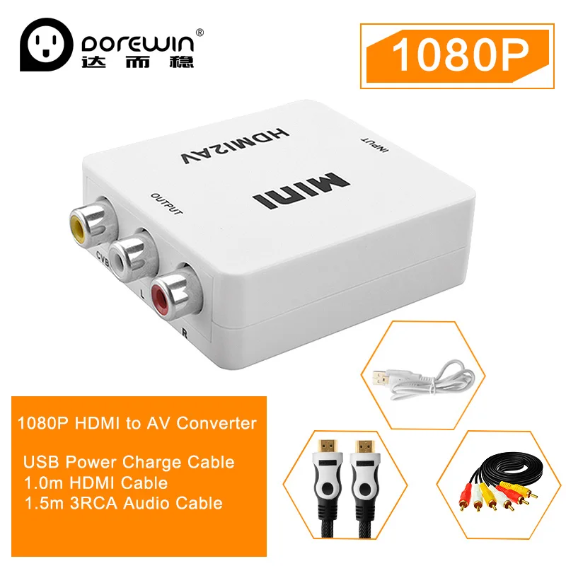 Dorewin HDMI К AV RCA конвертер к av адаптер Android ТВ Smart Box ноутбука Chromecast для 1080 P 720 480 NTSC/PAL