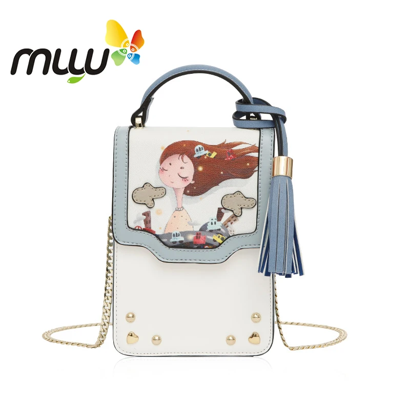 Muyu 2018 милая сумка для девочек на цепочке одно плечо из мягкой искусственной кожи