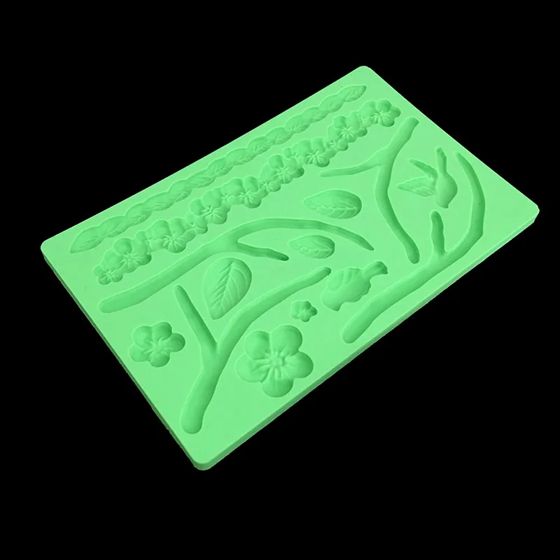 

minsunbak Fondant embossed silicone mould Tree branches flowers cake decorating baking tools