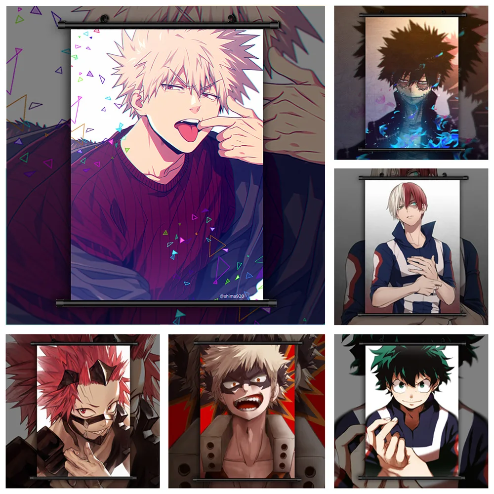 Boku no My Hero Academy Midoriya Bakugou Shoto Dabi Kirishima Аниме Манга настенный плакат свиток F