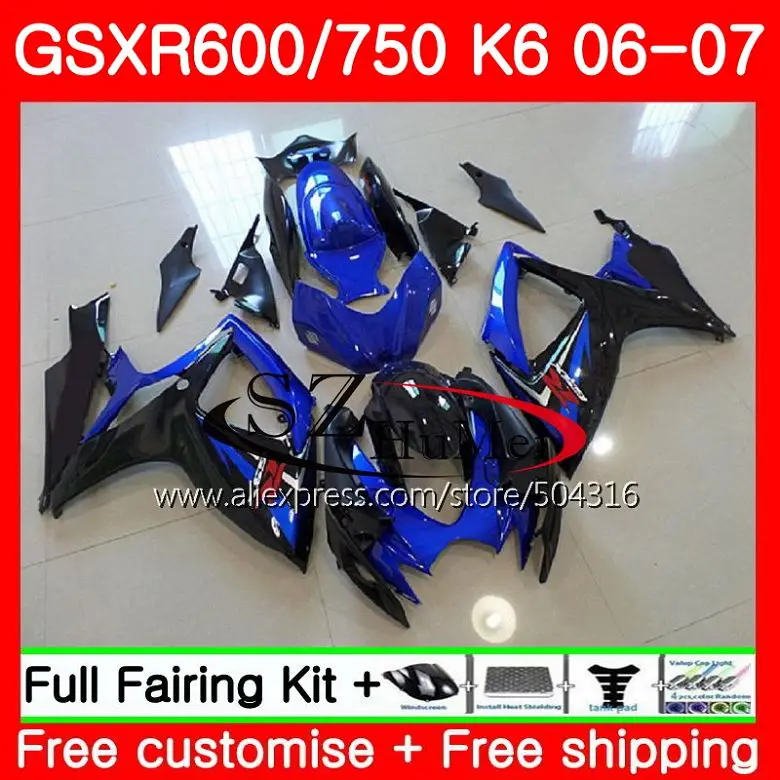 Обтекатели Bodys для SUZUKI GSXR 750 600 R600 GSX R750 06 07 синий черный 31SH8 GSXR750 K6 GSXR600 2006 2007|body|body black