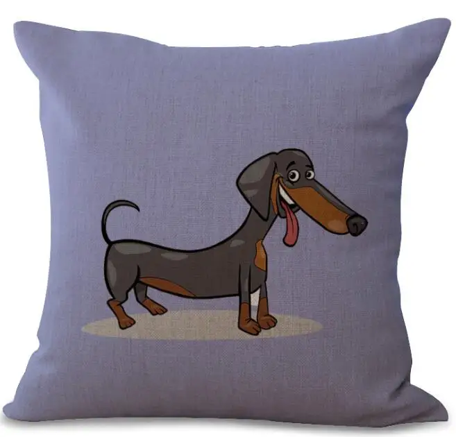 Чехол для подушки с таксой и принтом собаки льняные автомобильные диванные