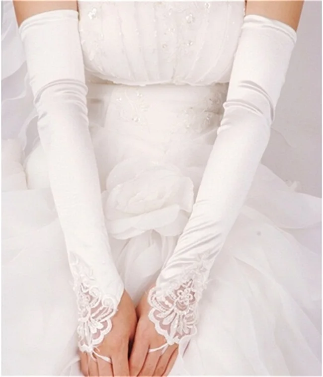 Длинные перчатки для невесты элегантные свадебные аксессуары в наличии белые