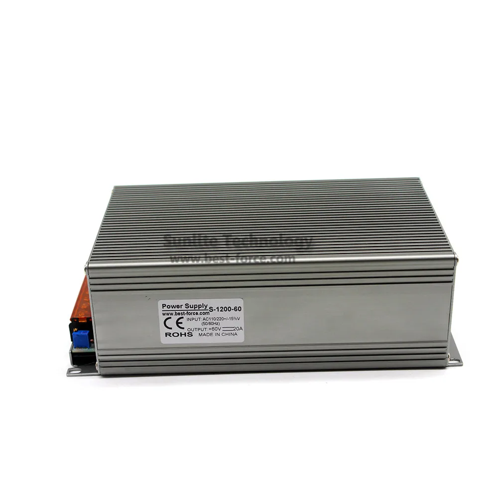 Одиночный выход питания постоянного тока 60 в 20A 1200 Вт Ac-DC источник питания драйвер 220 В 110 AC DC60V SMPS для шагового ЧПУ маршрутизатор 3d принтер