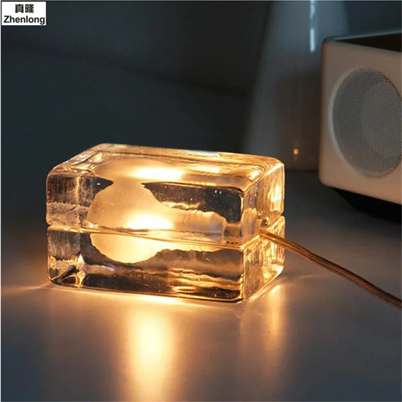 Прозрачная стеклянная хрустальная лампа G9 современная настольная для льда