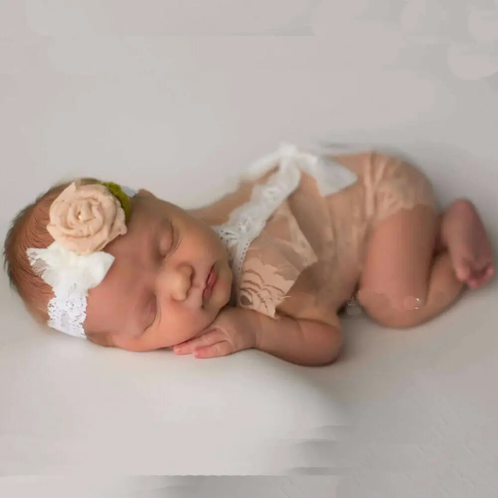 Новорожденных подставки для фотографий маленьких девочек кружево ползунки