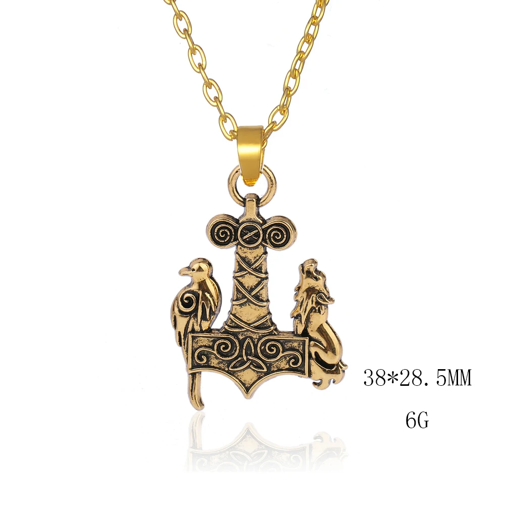 Walapara Shone Norse Odin Thors ювелирные изделия с молотком Mjolnir Викинг Волк и кулон вороном