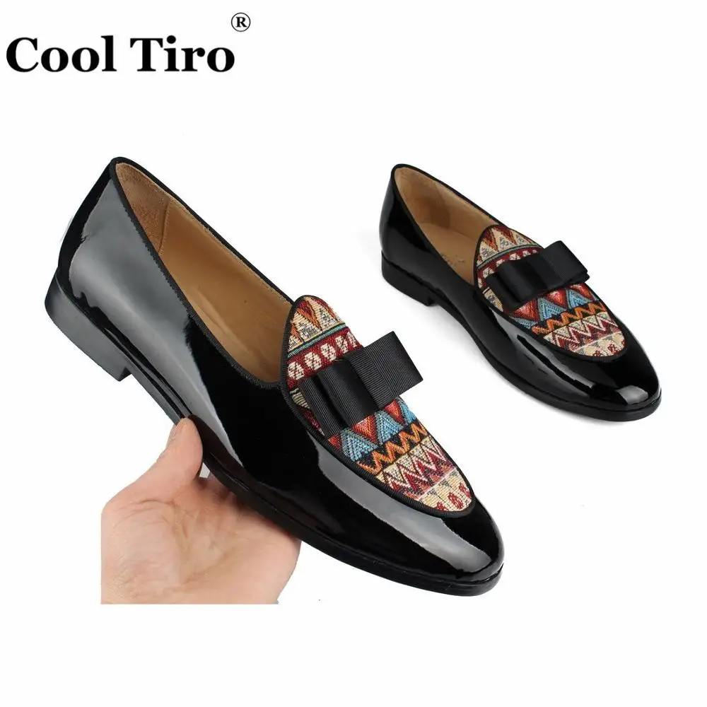 Cool Tiro/черный Лакированная кожа Лоферы Мужские Мокасины лук тапочки с бабочкой свадебные модельные туфли Туфли без каблуков повседневная обувь этническом стиле белье