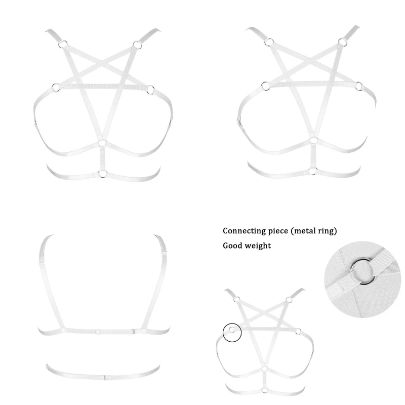 

Pentagram Strappy Harness Bra Hollow Out Chest Belt Sexy Body Cage Lingerie Gothic Punk Plus Size Night Clubs Party Cosplay Rave