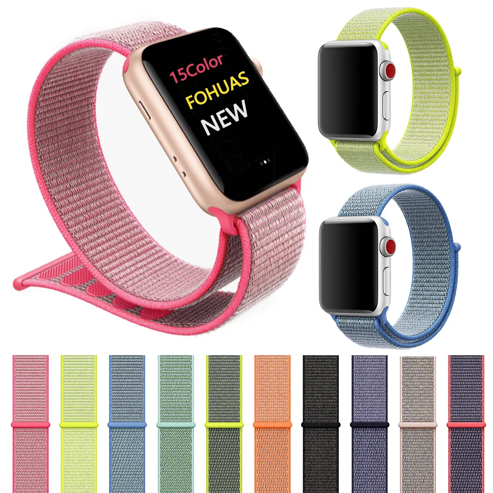 Спортивный тканый нейлоновый ремешок на липучке для apple watch, ремешок 44 мм, 40 мм, браслет на запястье, ремень из ткани iwatch, серия 5, 4, 3, 2, 1, 38 мм, 42 мм