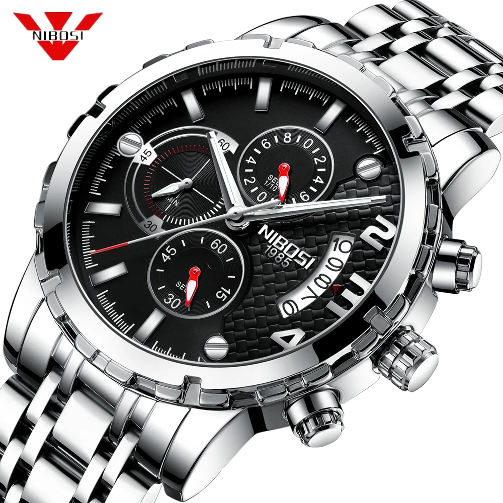 NIBOSI Reloj Hombre 2019 мужские часы лучший бренд класса люкс Хронограф Спортивные
