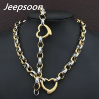 wholesale stainless steel vintage jewelry love silver and gold color bracelet necklace sets for woman man sgeaazcf