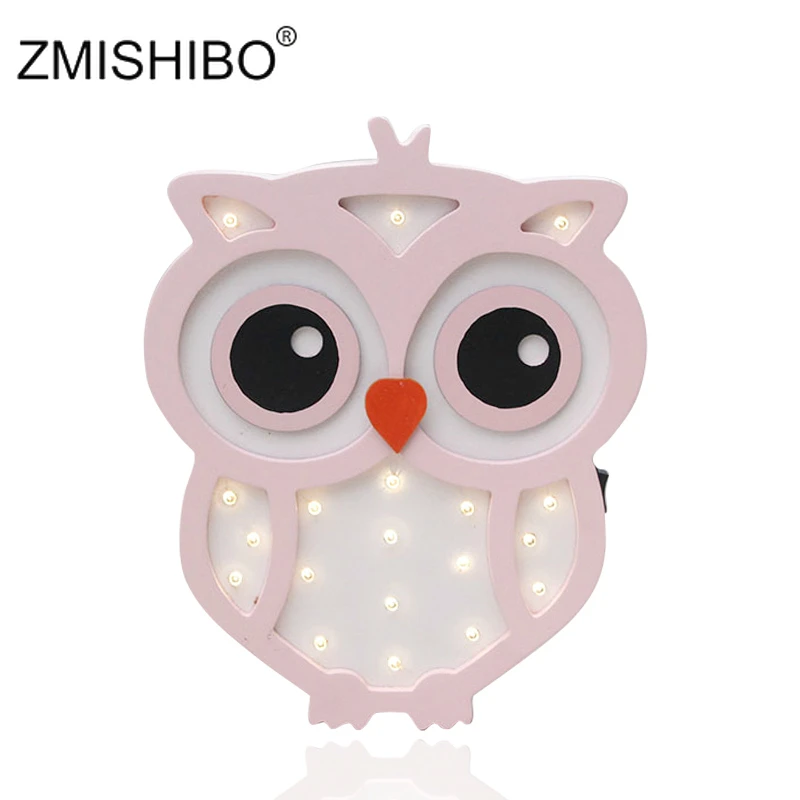 ZMISHIBO деревянный ночной Светильник с животными розовый голубой Единорог кот Сова