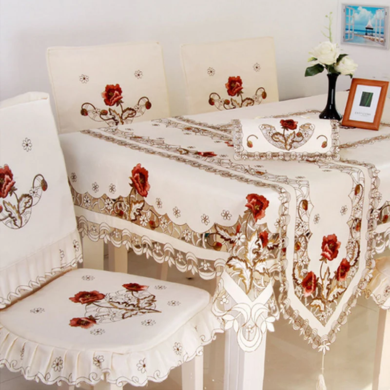 Пластиковый стол вышитая Цветочная Обложка для стола ткань резки винтажная