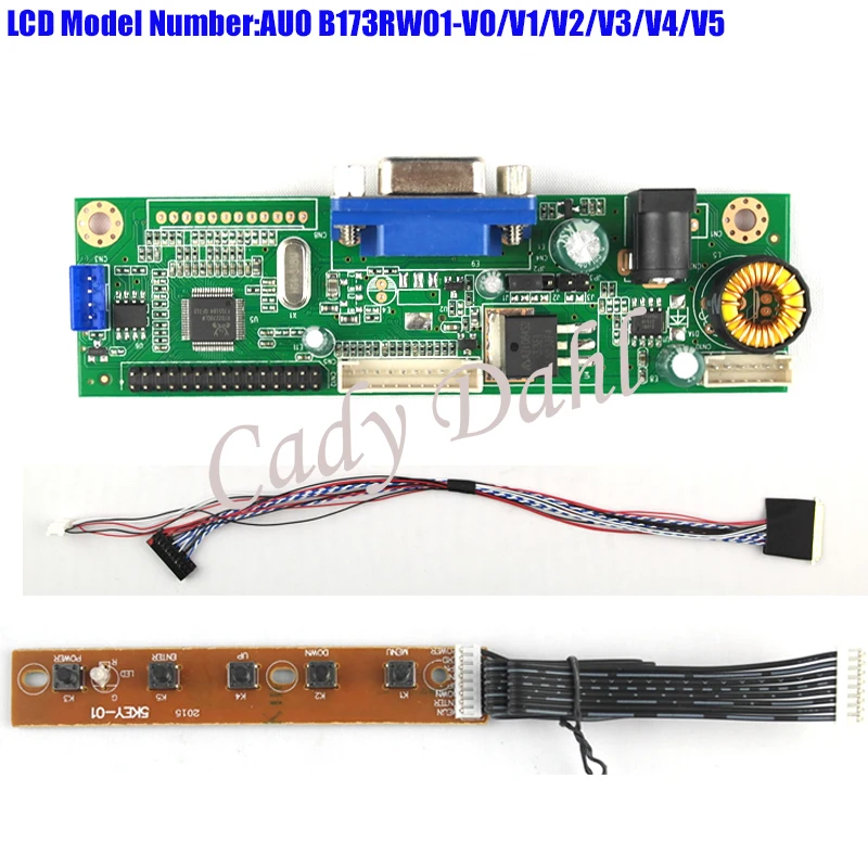 Плата контроллера драйвера VGA + комплект кабелей 40p Lvds для B173RW01 V0/V1/V2/V3/V4/V5 1600x900 2ch 6