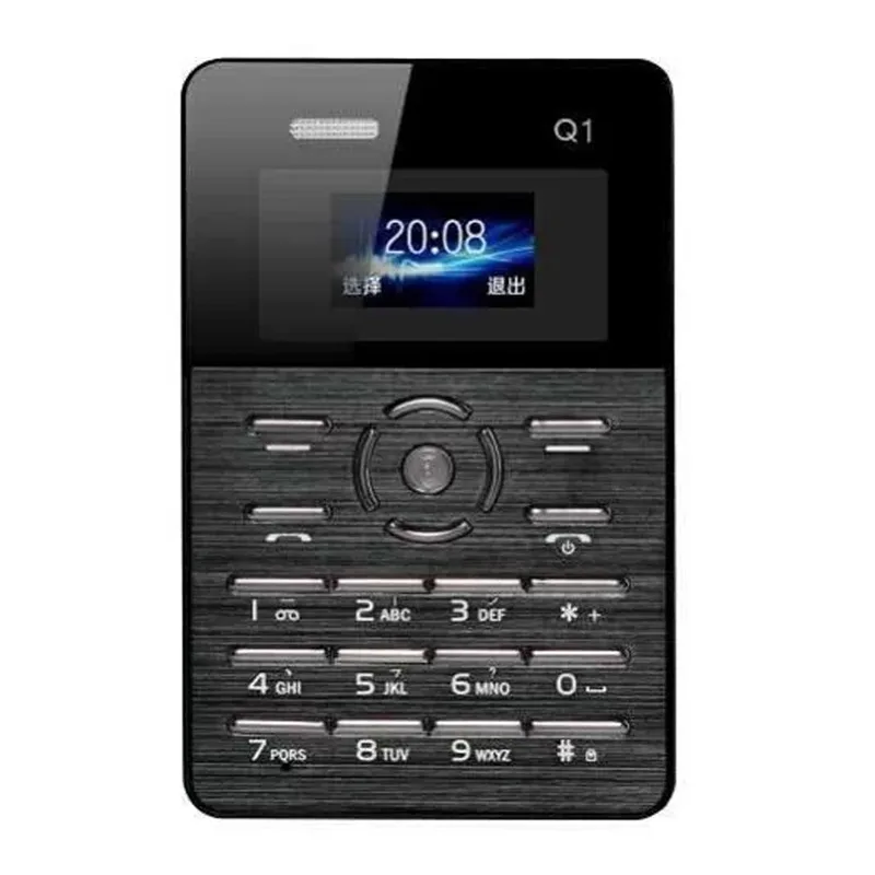 Черный AEKU Qmart Q1 карта мобильного телефона 2G Сеть карта с низким уровнем радиации мобильный телефон 4,0 мм ультра тонкий карманный 1,0 дюймов мини тонкий телефон с картой - Цвет: Черный