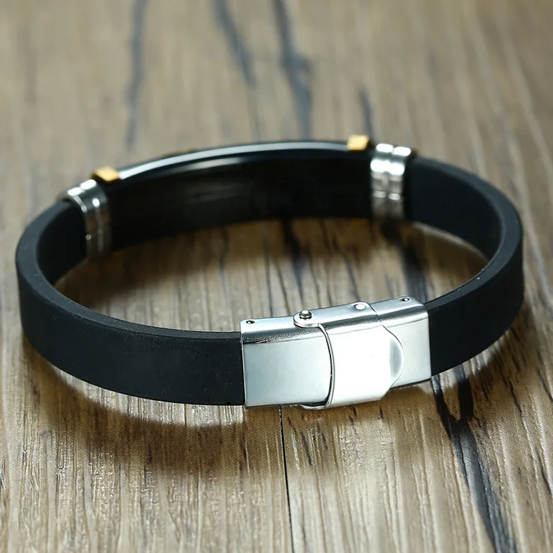 Новый дизайн мужские модные ювелирные изделия черные силиконовые браслеты