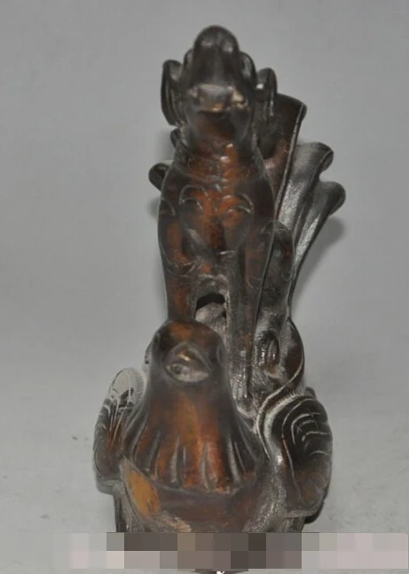 S0527 old chinese fengshui bronze zodiac Chicken Rooster dog Canine wealth statue | Дом и сад
