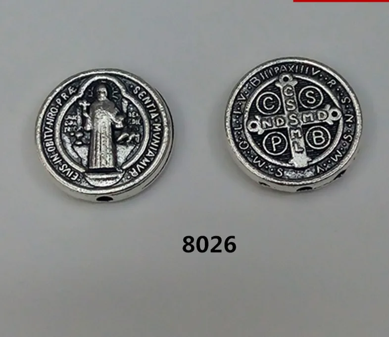 Saint Jesu Benedict Nursia Patron Медаль Крест крест религиозный Античный Серебристый Круглый