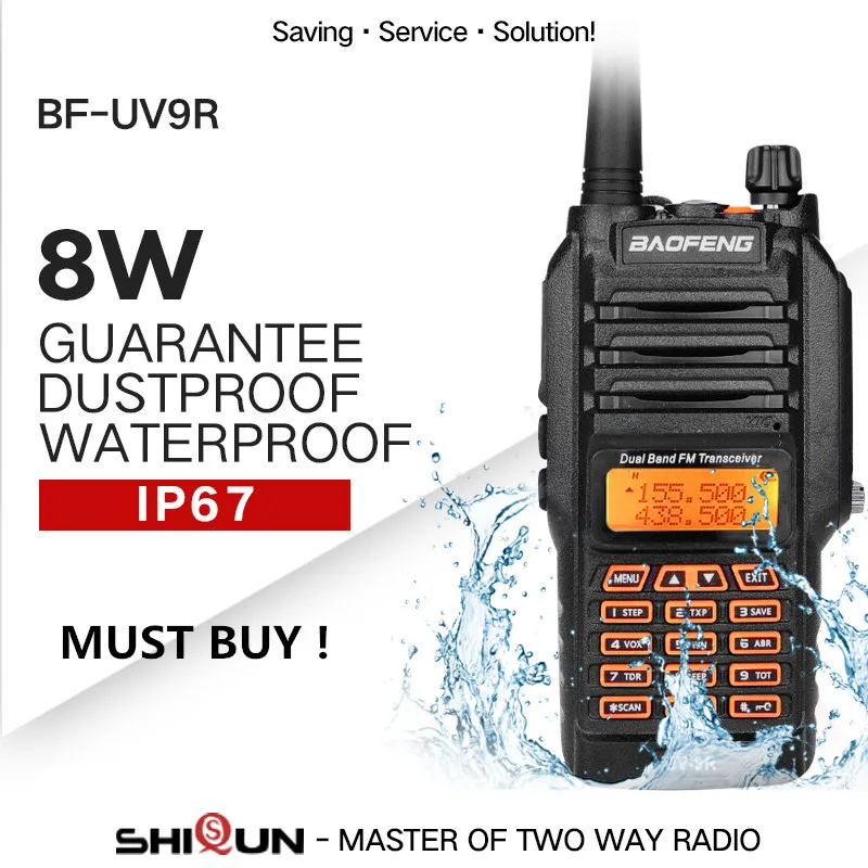 Standard Package UV-9R IP67 Водонепроницаемый Dual Band 136-174/400-520 МГц Ham радио 10 км Baofeng 8 Вт иди и болтай Walkie Talkie “иди и 10 км UV-82 UV-5R UV-XR УФ 9R плюс - Цвет: Standard Package