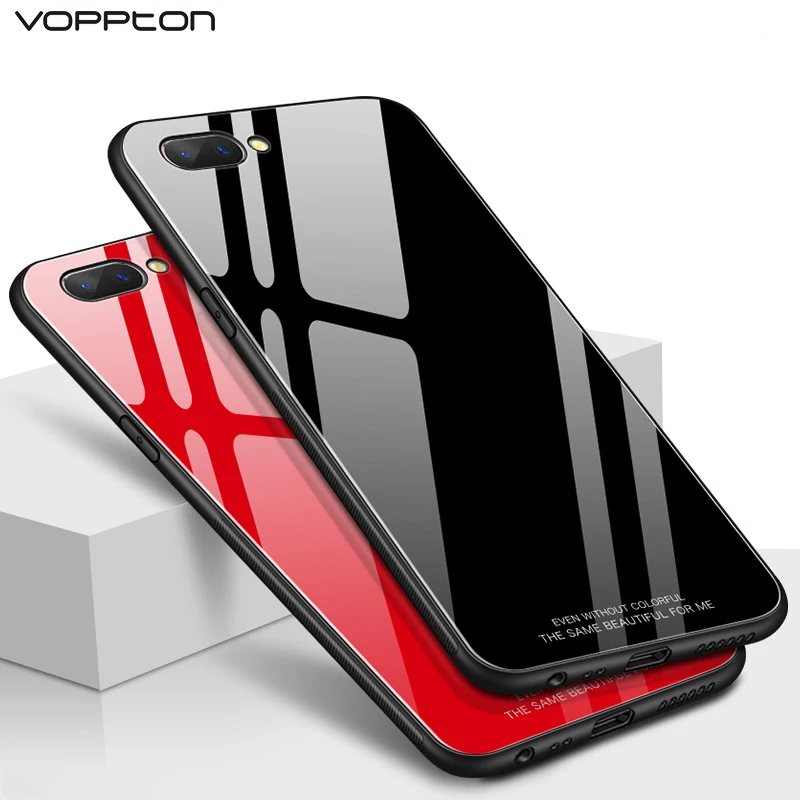 Чехол vopton для OPPO A3s A5 тонкий глянцевый чехол из закаленного стекла мягкая