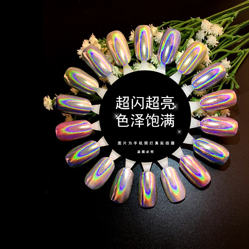 1g/box Colorful Laser Silver Electroplate Nail Art Powder Shinny Shimmer Glitter UV Nails Decoration Tips Set Kit Tool | Красота и