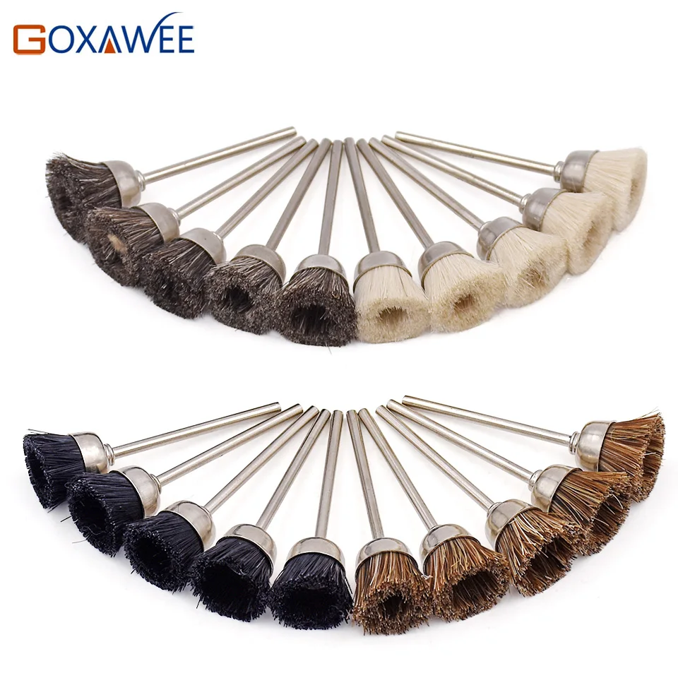 

GOXAWEE 10pcs Abrasive Cup Polishing Brush Abrasive Tools grinding wheels for Dremel Drill Dremel Tools Bristle brush Goat Hair