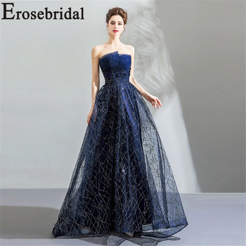 Женское вечернее платье с бусинами Erosebridal длинное блестящее из ткани на