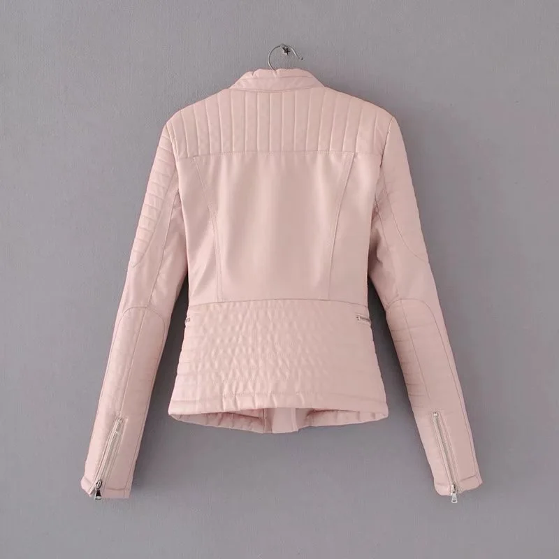 Voguein новые женские стеганые Искусственная кожа мотоциклетные Курточка бомбер верхняя одежда пальто 3 цвета
