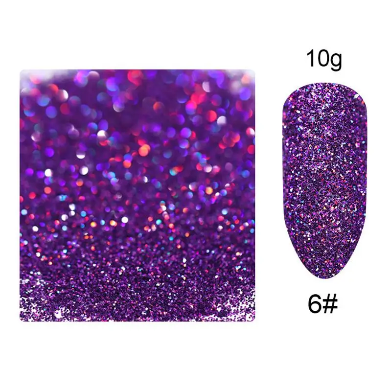 10g-color006 10 г/пакет голографическая Лазерная пудра для ногтей Блеск для дизайна ногтей 5 г мерцающий хромированный пигмент для ногтей пыль DIY дизайн для дизайна ногтей для гель-лака - Цвет: 10g-color006