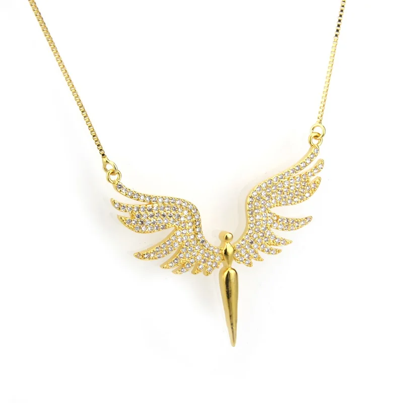 

New Arrival Unique Handmade Gold/Silver Color Copper Cubic Zirconia Feather Delicate Pendant Necklace Jewelry for Women Gift