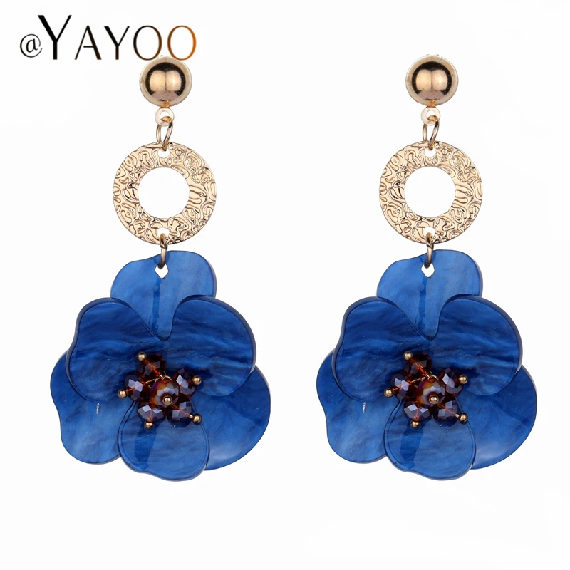 Летние женские серьги-подвески из смолы с цветком Za романтические богемные