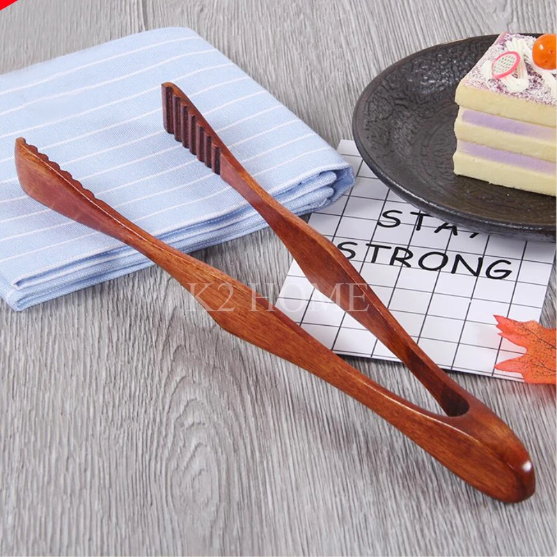 

K2 HOME Kitchen Nature Wood Locking Tongs For Salad Ice Cube Cake Bread Handmade Wooden Kitchen Non-slip Foods Clips