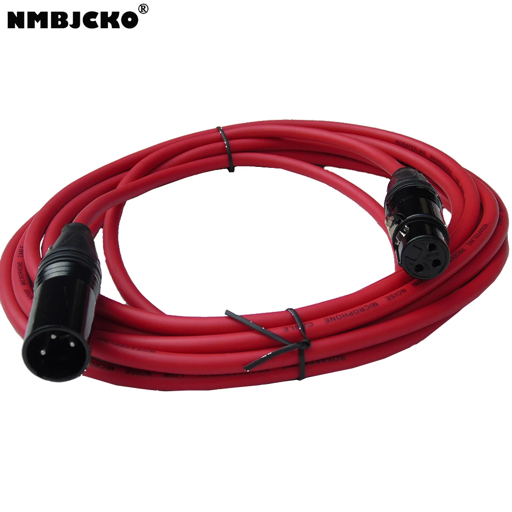 NMBJCKO красный 3 контактный XLR микрофонный кабель Штекерный к гнезду полосный
