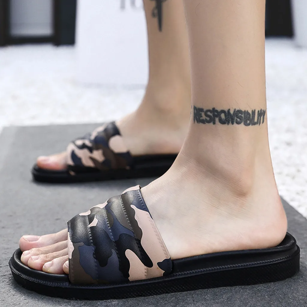 Men Summer Outdoor Comfortable Slippers Fashion Camouflage Non-Slip Beach Shoes chausson homme для пляжа тапочки#XB20