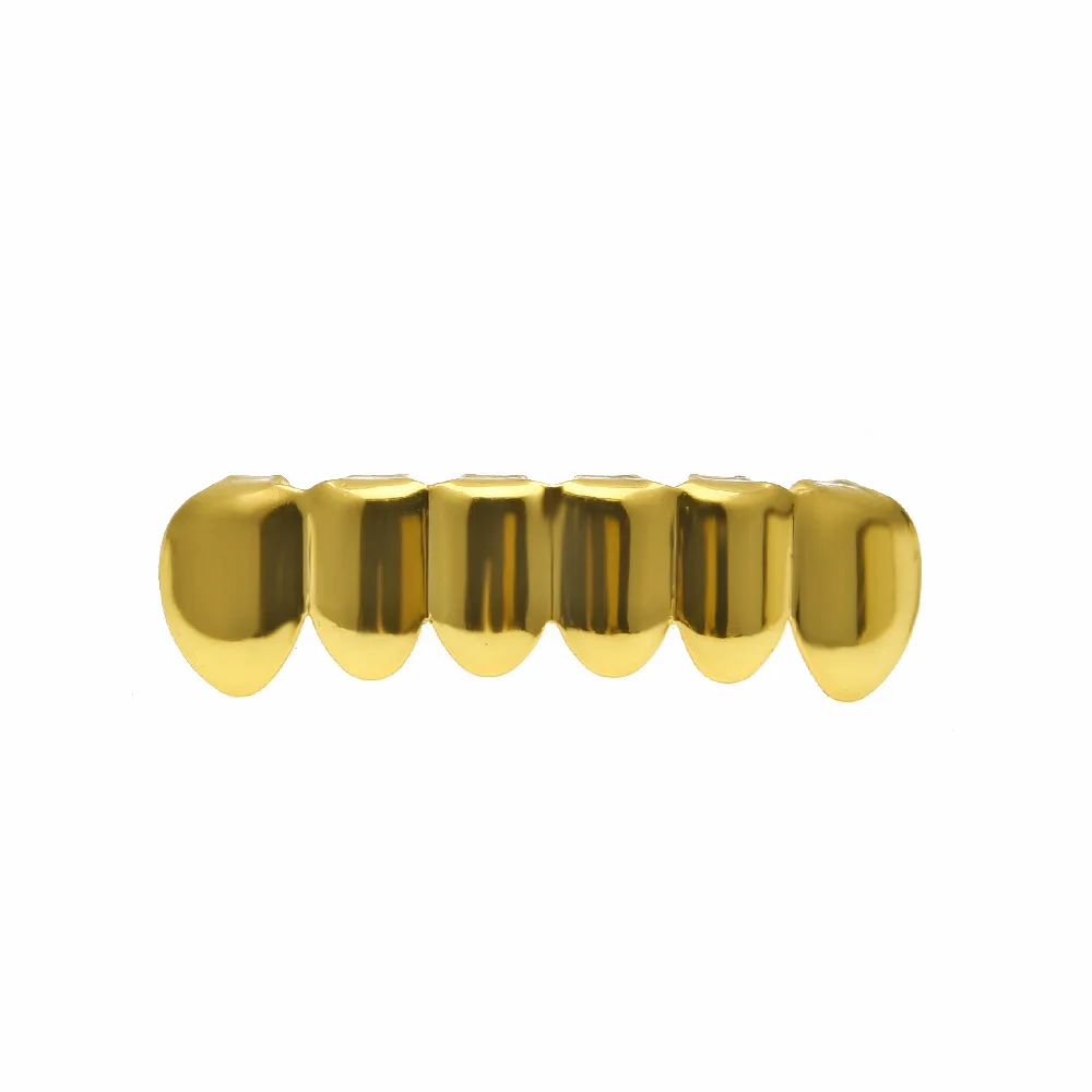 Новые золотые и Серебристые зубные грили для зубов верхние и нижние зубные Зубы вампира шапки рот Хэллоуин вечерние украшения для тела хип хоп - Окраска металла: Gold Bottom