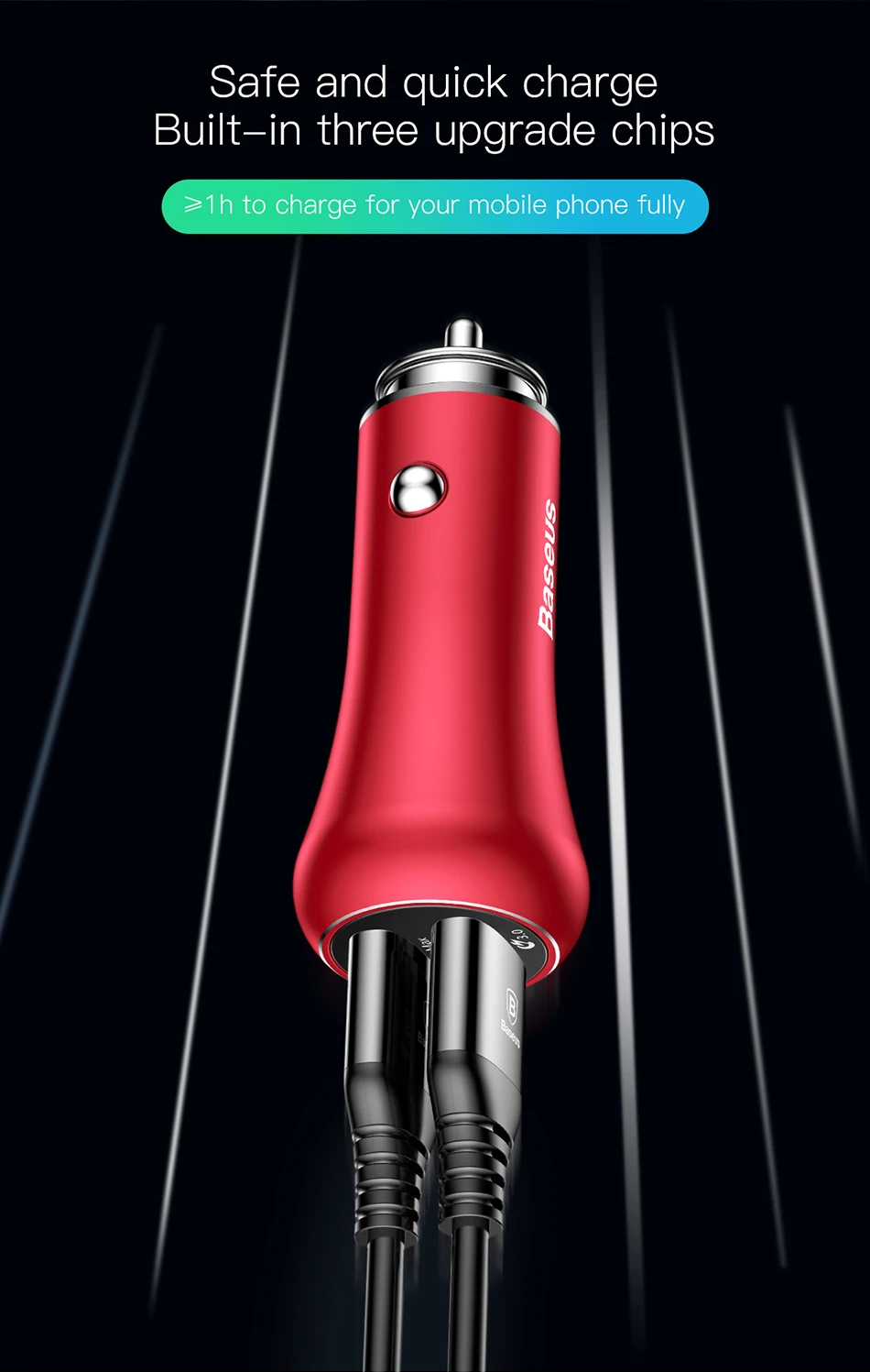 Baseus Quick Charge 3,0 Автомобильное зарядное устройство для samsung S8 Быстрая зарядка QC 3,0 быстрое зарядное устройство двойной USB зарядное устройство для мобильного телефона
