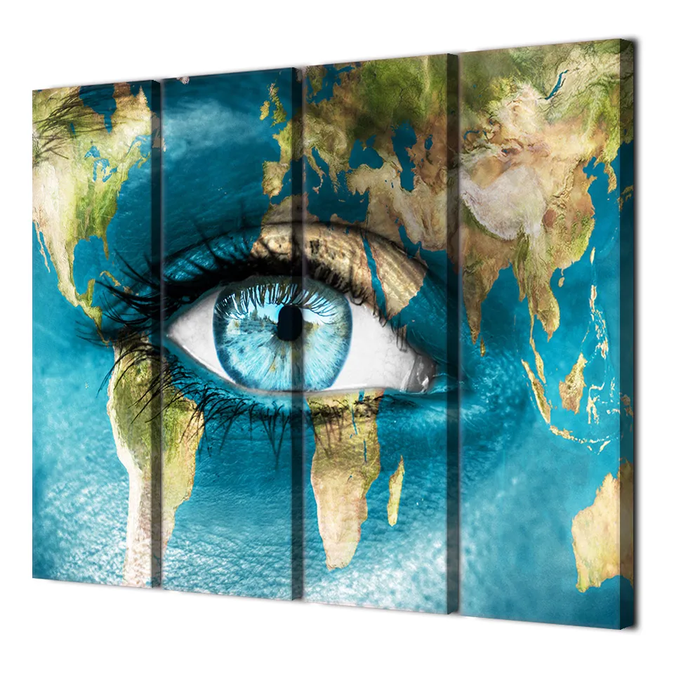 4 шт. холст континента карта мира женские уход за кожей лица плакаты и отпечатки