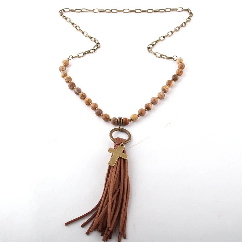 Модные ювелирные изделия цепочка из натурального камня длинные ожерелья с