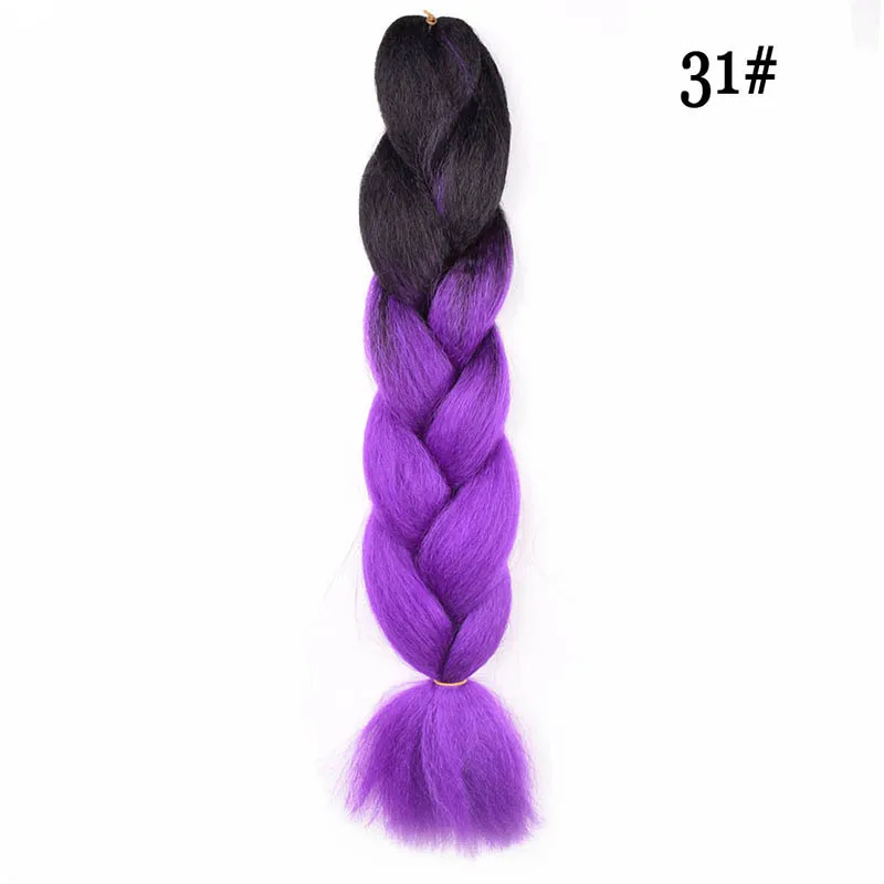 JUNSI, длинные, 23 дюйма, Ombre, синтетические, Jumbo, косички, вязанные волосы, золотой, розовый, серый, Pruiken, косы для наращивания волос для женщин - Цвет: 31