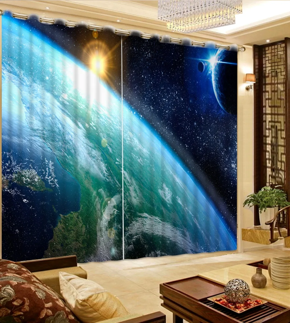 

customize home decor curtains Space curtain for bedroom living room Hotel window photo 3d soundproof curtains