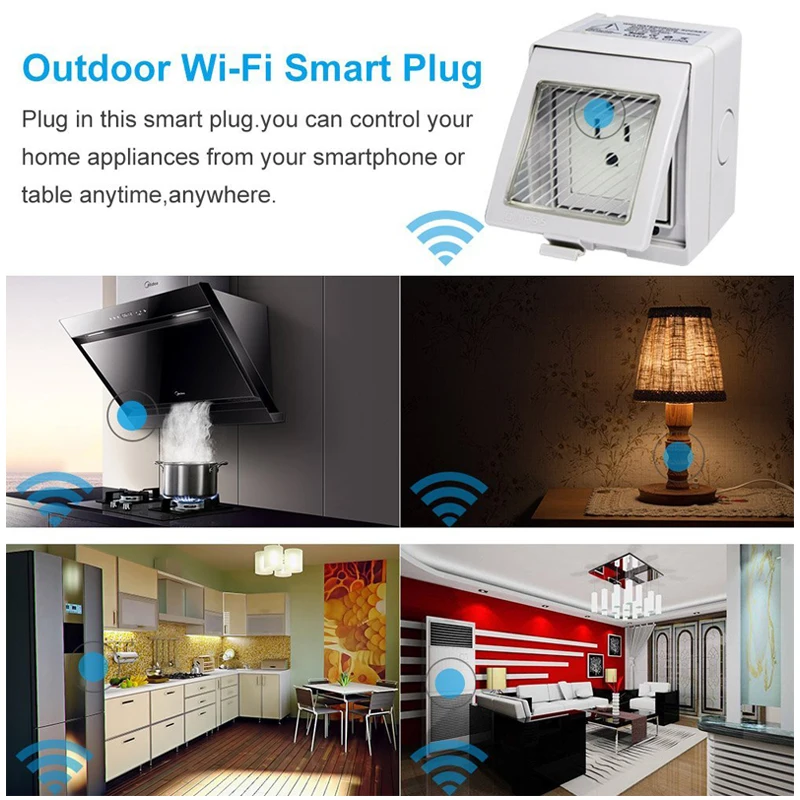 Outdoor Outlet EU/US Беспроводной Smart WI FI разъем IP55 Водонепроницаемый удаленного