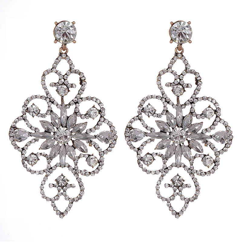 Винтажные серьги с яркими цветами и подвесками "Шарм" для женщин. Роскошные свадебные украшения в стиле моды оптом.