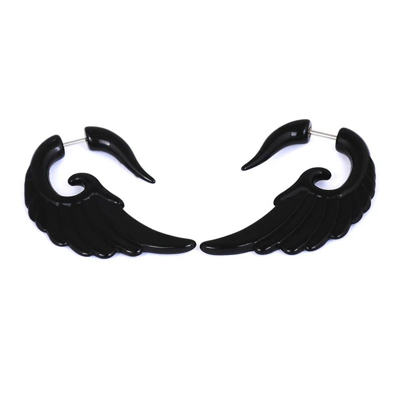 Этнические черные Спиральные серьги затычки для ушей акриловые капельки