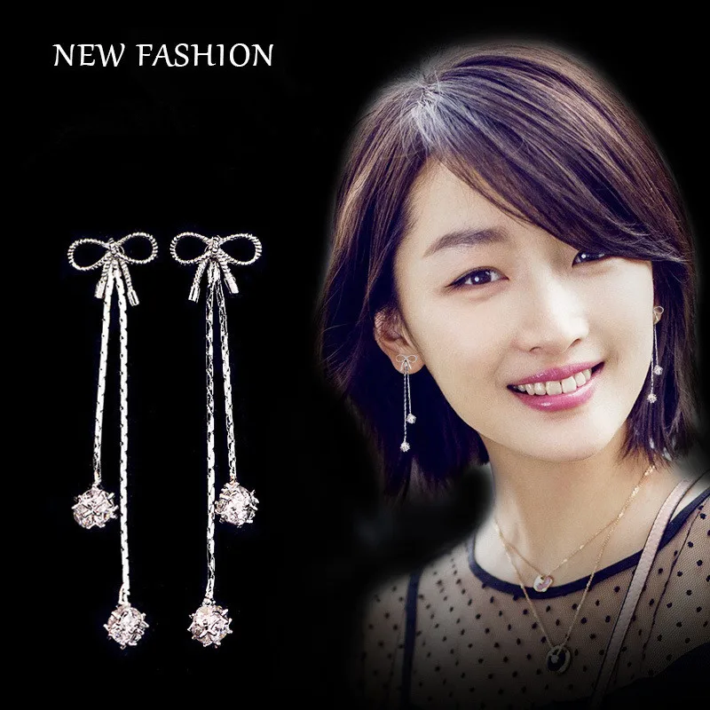 Женские Висячие серьги MZC новые модные украшения с длинным бантом большие