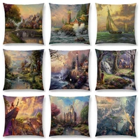 hot sale american countryside fields gardens scenery art oil painting beautiful fairy tale cushion cover