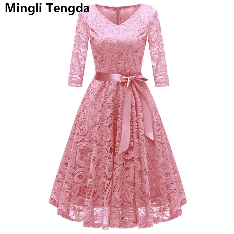 Pink Mingli Tengda/розовое/серое кружевное платье для матери невесты элегантные платья для матери невесты Большие размеры vestido madre de la novia - Цвет: Pink