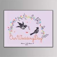 1pcs diy wedding fingerprint tree signature canvas print birds for weddingbirthdaybaby shower party decoration supply