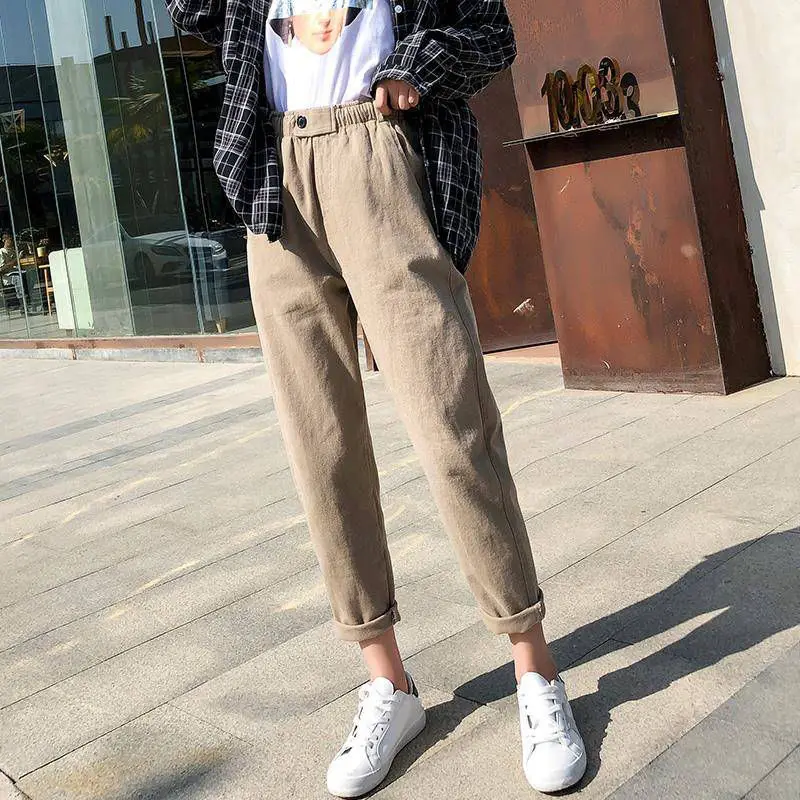 Женские брюки карго с высокой талией летние свободные уличные до щиколотки в