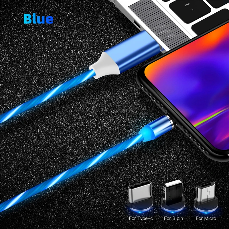 Светящийся Магнитный кабель USB C Micro для iPhone быстрой зарядки 8 контактный зарядный
